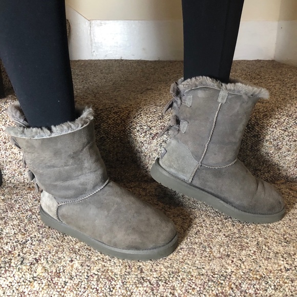 UGG Shoes - Uggs Bailey Bow Gray Boots Size 8